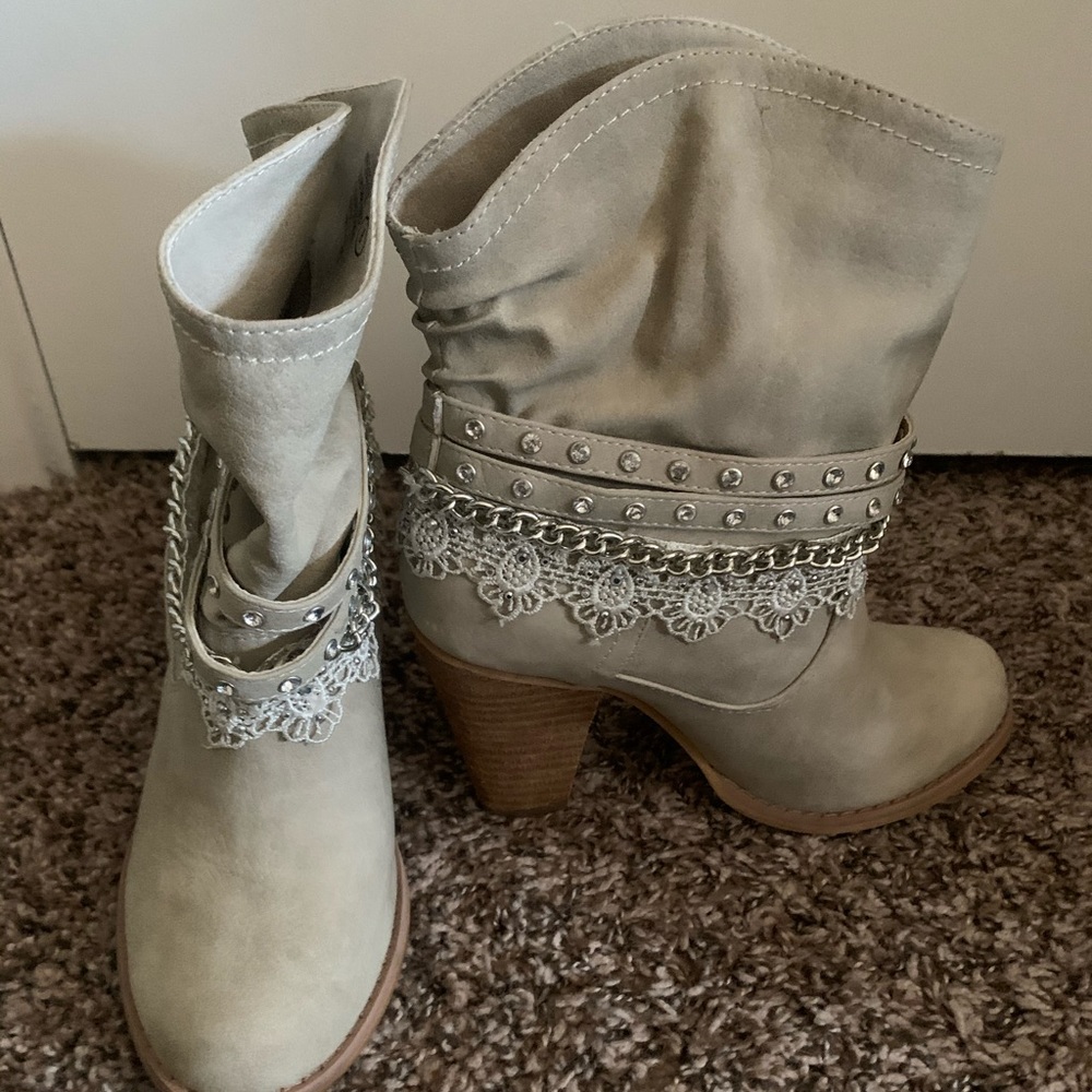 Bling and lace booties